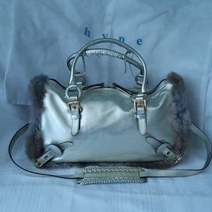 Satchel Bag With Fur Trim